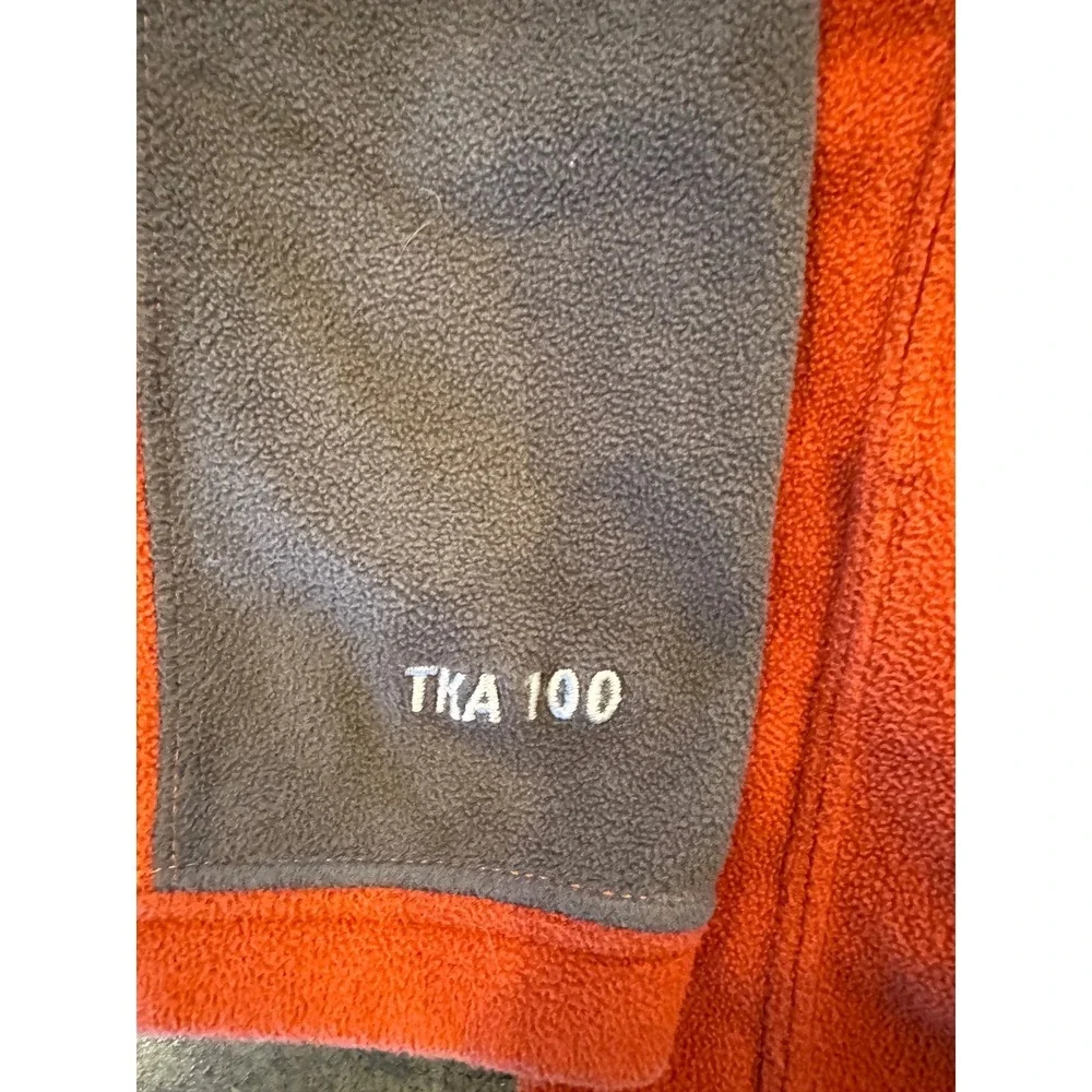 The North Face TKA 100 Mens Fleece Quarter Zip Pullover Orange Gray Large